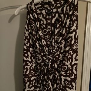Chaus brown/white print sleeveless top size large